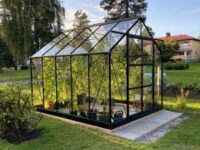 Växthus 8m² - Härdat glas - Svart - Kanalplast