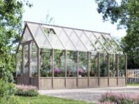Växthus Ophelia i trä - 11 m² + Växthusbord - Fristående växthus