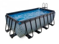 Pool 400x200x122cm med sandfilterpump - Grå