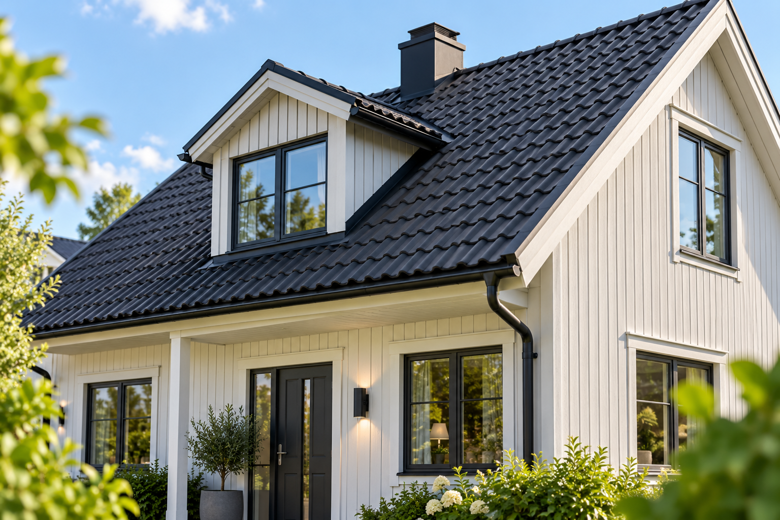 Villa med modern fasad och tak – guide om bygglov för fasadändring och tak